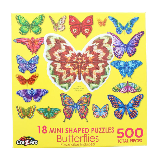 Butterflies II § 18 Mini Shaped Jigsaw Puzzles § 500 Color Coded Pieces