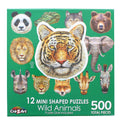 Wild Animals § 12 Mini Shaped Jigsaw Puzzles § 500 Color Coded Pieces