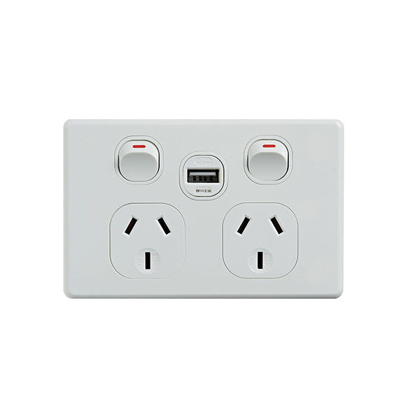 Classic Double Power Point 250V 10A With 5V Usb Port