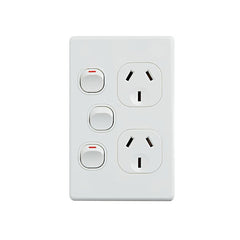 Classic Double Power Point With 16Ax Extra Switch Vertical Pack