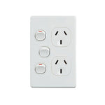 Classic Double Power Point With 16Ax Extra Switch Vertical Pack