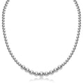 Sterling Silver Rhodium Plated Graduated Motif Polished Bead Necklace