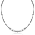 Sterling Silver Rhodium Plated Graduated Motif Polished Bead Necklace