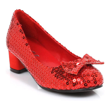 1 Inch Heel Sequined Red Costume Slipper Shoe § Child Medium