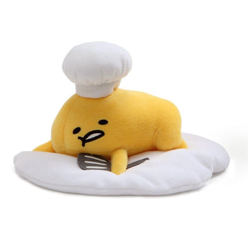 Gudetama 7.5" Plush: Lazy Egg Laying Down w/ Hat and Spatula