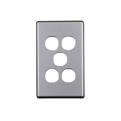 Elegant 5 Gang Aluminium Plate Silver Matte