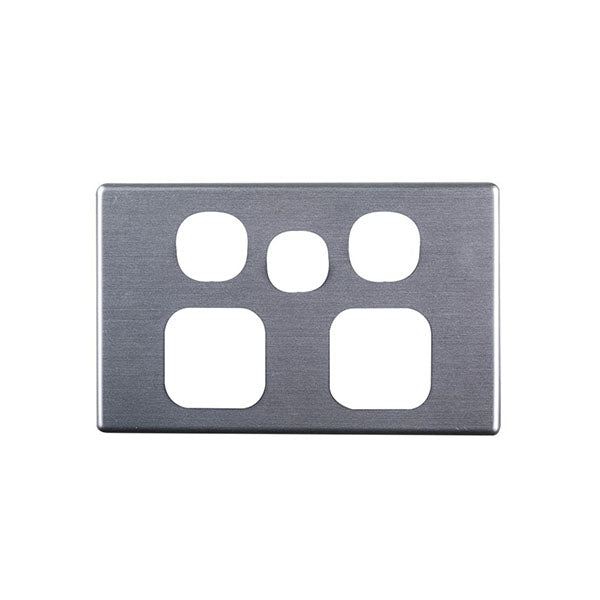 Elegant Double Gpo Extra Switch Aluminium Plate Silver Matte