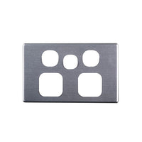 Elegant Double Gpo Extra Switch Aluminium Plate Silver Matte