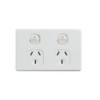 Elegant Double Power Point 250V 10A Horizontal Pack