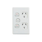 Elegant Double Power Point 250V 10A With Extra Switch Vertical Pack