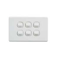 Elegant Wall Switch 6 Gang 250V 16A Horizontal