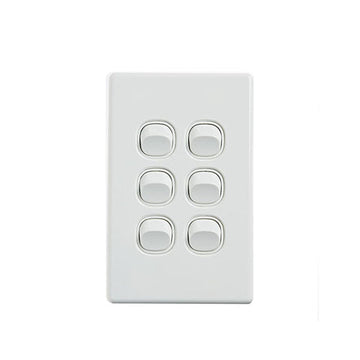 Elegant Wall Switch 6 Gang 250V 16A Vertical Pack