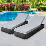 Gardeon Sun Lounge Wicker Lounger Outdoor Furniture Rattan Garden Day Bed Sofa Black