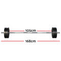 48KG Barbell Weight Set Plates Bar Bench Press Fitness Exercise Home Gym 168cm