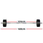 48KG Barbell Weight Set Plates Bar Bench Press Fitness Exercise Home Gym 168cm