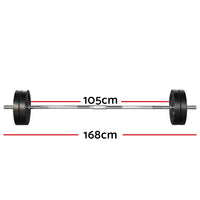 48KG Barbell Weight Set Plates Bar Bench Press Fitness Exercise Home Gym 168cm