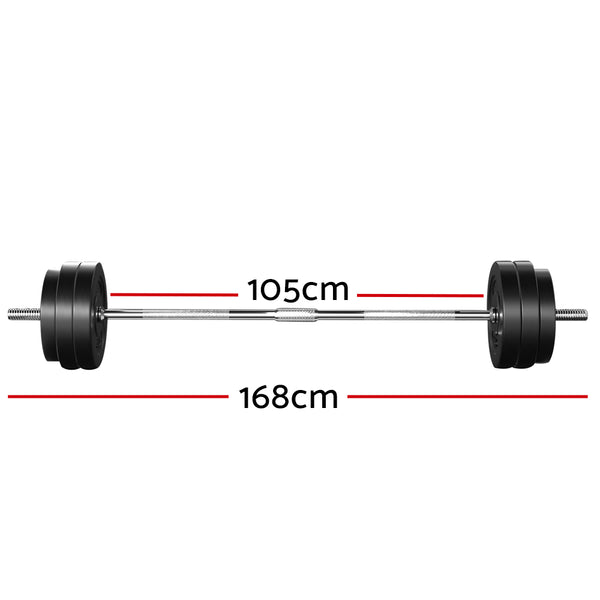 58KG Barbell Weight Set Plates Bar Bench Press Fitness Exercise Home Gym 168cm