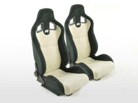 FK sport seats car half shell seats Columbus set beige / black synthetic leather with sliding rails