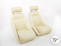 FK Oldtimersitze Sedili avvolgenti per auto Set Classic 2 in similpelle beige con poggiatesta