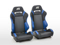 FK sports seats half shell seat set for cars in black / Frankfurt blue imitation leather