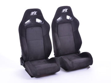 FK Sports Seats Half Shell Car Seats Set Leipzig in black synthetic suede leather