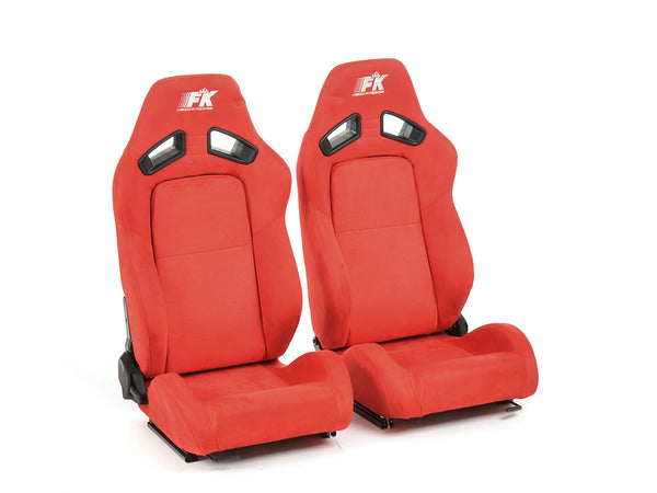 FK sports seats car half shell seats Leipzig set in red synthetic suede leather