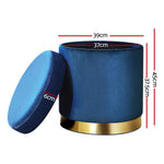 Foot Stool Round Velvet Storage Ottoman Foot Rest Pouffe Padded Seat Footstool