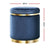 Foot Stool Round Velvet Ottoman Foot Rest Pouffe Pouf Padded Seat Footstool Navy