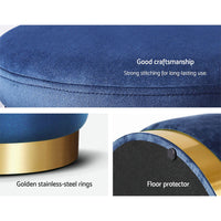 Foot Stool Round Velvet Ottoman Foot Rest Pouffe Pouf Padded Seat Footstool Navy