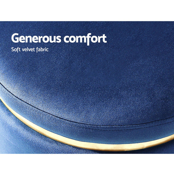 Foot Stool Round Velvet Ottoman Foot Rest Pouffe Pouf Padded Seat Footstool Navy