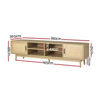 Artiss TV Cabinet Entertainment Unit Storage Cabinets Rattan Wooden 180CM