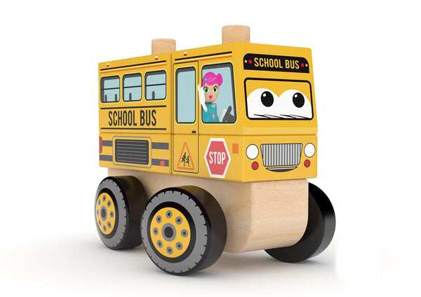 J’adore School Bus Wooden Stacking Toy