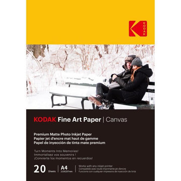 KODAK - 20 feuilles de papier photo 230g/m², mat, Format A4 (21x29,7cm), Impression Jet d'encre effet toile - 9891090