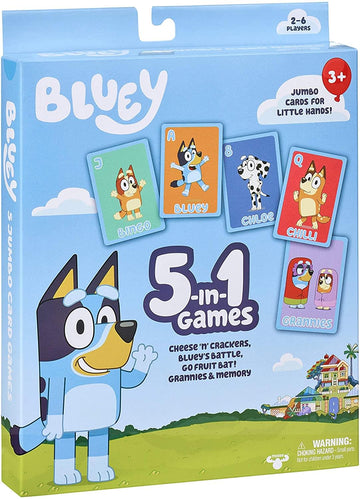 Bluey 5-in-1 Card Game Set § Includes 53 Jumbo Cards