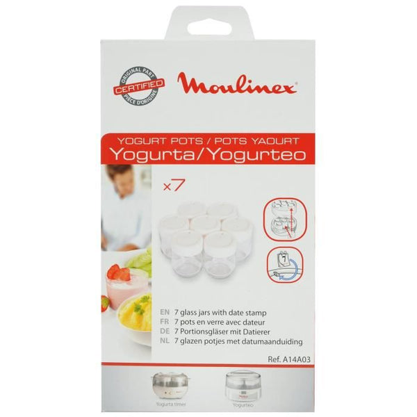MOULINEX 7 Pots Verre + Couvercle Blanc - Yaourtieres Yogurta / Yogurteo - A14A03