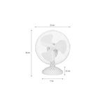 Ventilateur de table OCEANIC - 30W - Diametre 23 cm - 2 vitesses - Oscillant - Blanc