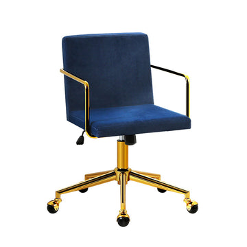 Office Chair Velvet Fabric Computer Chairs Armchair Vintage Work Study Home Blue