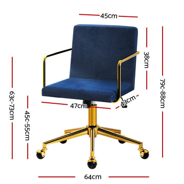 Office Chair Velvet Fabric Computer Chairs Armchair Vintage Work Study Home Blue