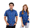 Super Mario Bros. Icons Navy Button-Up Short Sleeve Adult Shirt § Large