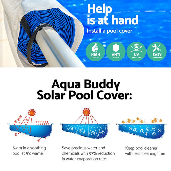 Aquabuddy Swimming Solar Pool Cover Pools Roller Wheel Blanket 500 Micron 7X4M