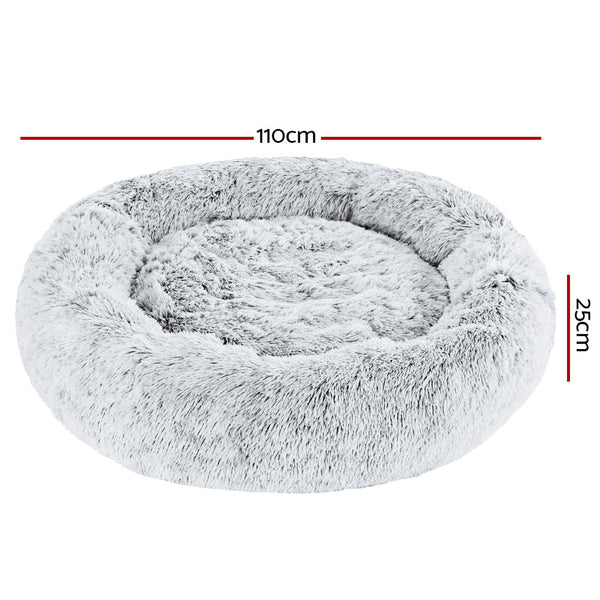 Pet Bed Dog Cat Calming Bed Extra Large 110cm Charcoal Sleeping Comfy Washable