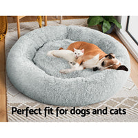 Pet Bed Dog Cat Calming Bed Extra Large 110cm Light Grey Sleeping Comfy Washable