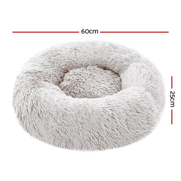 Pet Bed Dog Cat Calming Bed Small 60cm White Sleeping Comfy Cave Washable