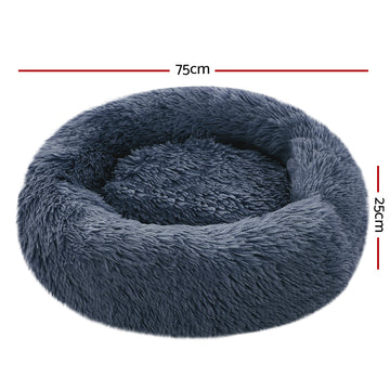 Pet Bed Dog Cat Calming Bed Medium 75cm Dark Grey Sleeping Comfy Cave Washable