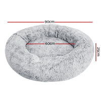 Pet Bed Dog Cat Calming Bed Large 90cm Charcoal Sleeping Comfy Cave Washable