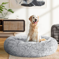 Pet Bed Dog Cat Calming Bed Large 90cm Charcoal Sleeping Comfy Cave Washable