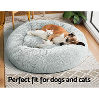 Pet Bed Dog Cat Calming Bed Large 90cm Light Grey Sleeping Comfy Cave Washable