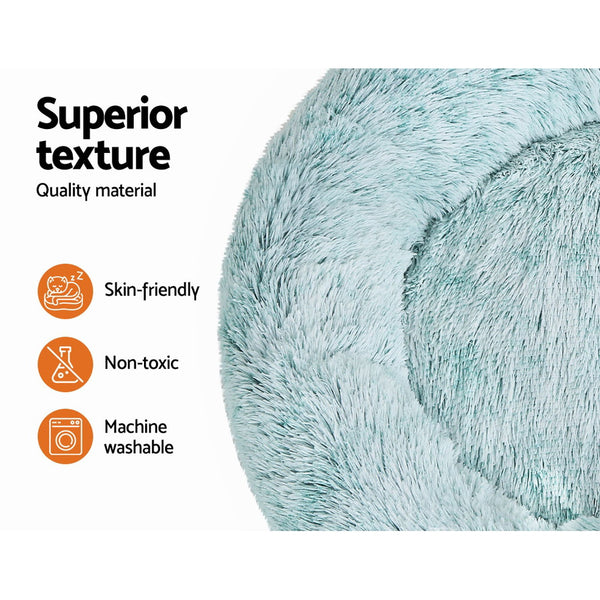 Pet Bed Dog Cat Calming Bed Large 90cm Teal Sleeping Comfy Cave Washable