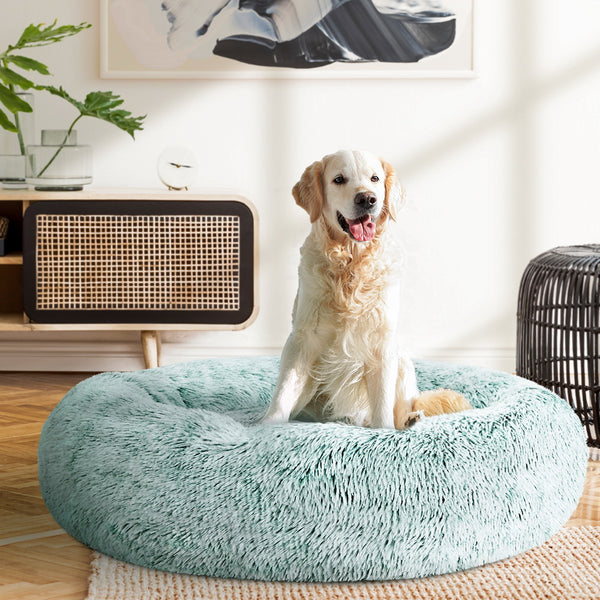 Pet Bed Dog Cat Calming Bed Large 90cm Teal Sleeping Comfy Cave Washable