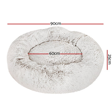 Pet Bed Dog Cat Calming Bed Large 90cm White Sleeping Comfy Cave Washable